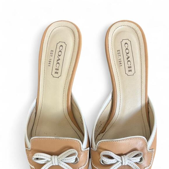 Vintage‎ y2k made in italy Coach beige Bow Slides Mules sz. 7-7.5 - Picture 3 of 8